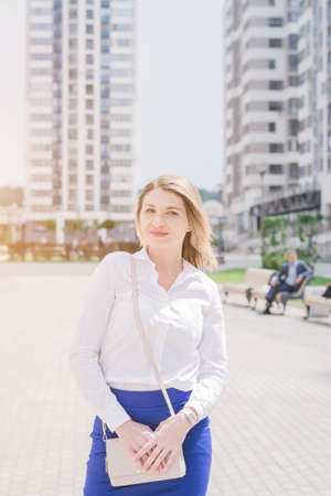 business woman in urban backgroundの写真素材