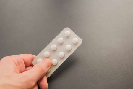 Contraceptive pills pack on black background with copy space for you textの写真素材