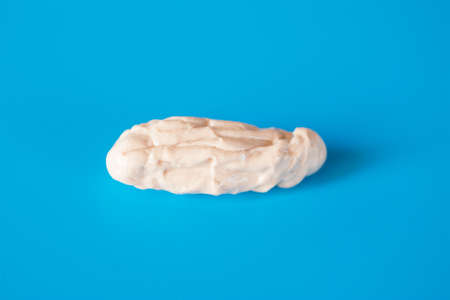 chewing gum on a blue background top view