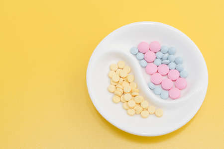 treatment of coronavirus and influenza virus pills concept