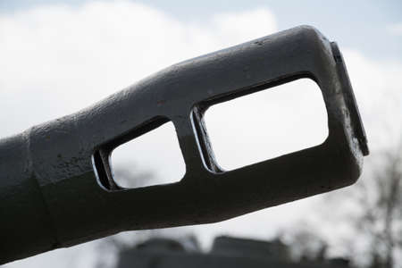 barrel of a russian cannon from the times of the second world war close upの写真素材