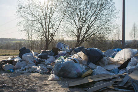 Abandoned trash in nature, environmental pollution problems