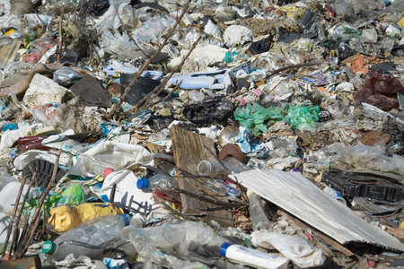 urban garbage dump close-up, human waste close up
