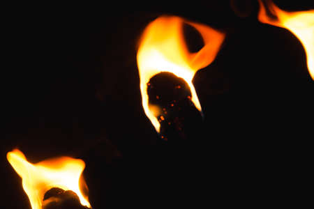 fire balls isolated on blackの写真素材
