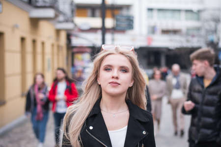 Fashion hipster girl outdoor portrait