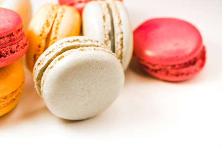 Colorful macaroons background set on white background