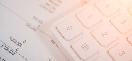 Close white calculator button business concept photoの写真素材