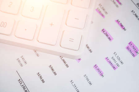 Close white calculator button business concept photoの写真素材