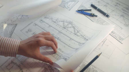 business engineering close-up industrial drawing 4k