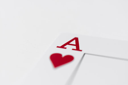 playing cards ace of hearts isolated on whiteの写真素材