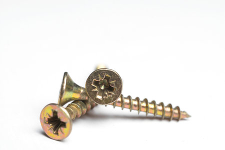screws for mounting in wooden walls isolated on a white background