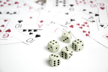 Four tens playing cards in close-upの写真素材