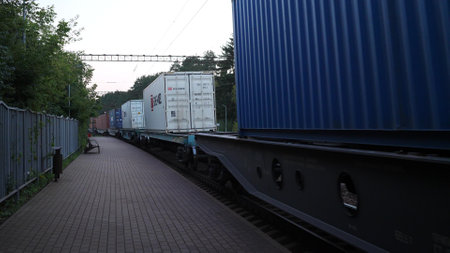 Russian freight train close up stock photoの写真素材