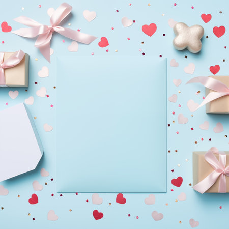 Valentine's day greeting card in blue style - Generative AIの素材