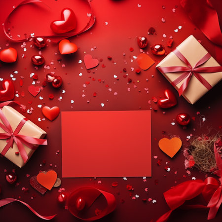 Valentine's day greeting card in red style - Generative AIの素材