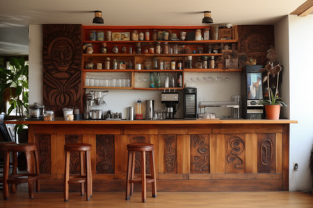 Interior of a classic coffee shop - Generative AIの素材