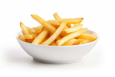 Portion of fried potatoes isolated on white background - Generative AIの素材