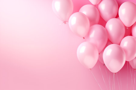 Pink background with balloons place for text - Generative AIの素材