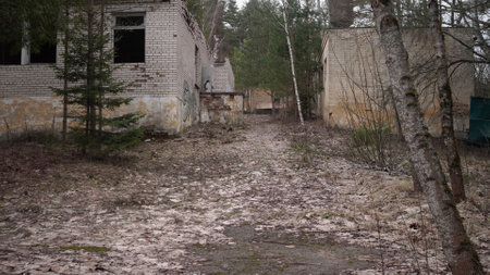 Abandoned brick buildingsの写真素材