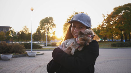 A Joyful and Heartwarming Moment Spent with My Beloved Pet Under the Beautiful Sunset Sky