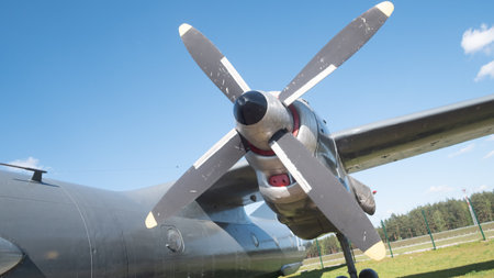 Vintage USSR Aircraft With Prominent Propeller Showcases Soviet Engineering and Aviation History in Russiaの写真素材