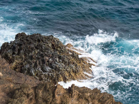 Rocky Surf on Oahu Coastlineの写真素材