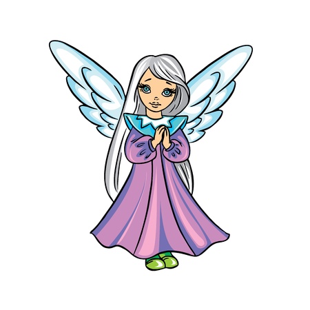 Cute Christmas angel vector illustration in color; isolated on background. のイラスト素材