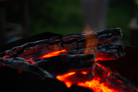 smoldering logsの写真素材