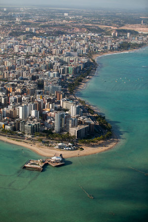 Aerial view of beaches in Maceio, Alagoas, Northeast region of Brazilの写真素材