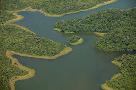 Aerial view of body of water - lake. High quality photo