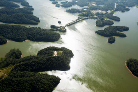 Aerial view of body of water - lake. High quality photoの写真素材