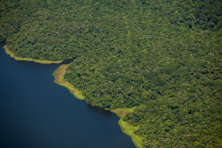 Aerial view of body of water - lake. High quality photoの写真素材