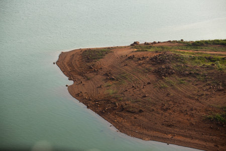 Aerial view of body of water - lake. High quality photoの写真素材