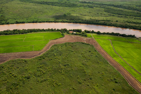 Aerial view of body of water - river - rivers. High quality photoの写真素材