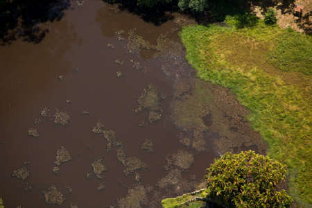 Aerial view of body of water - lake. High quality photo