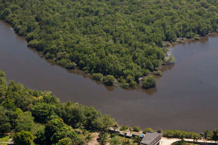 Aerial view of body of water - river - rivers. High quality photoの写真素材