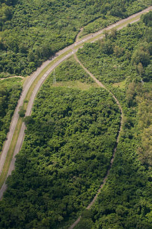 Aerial view of road and highwayの写真素材