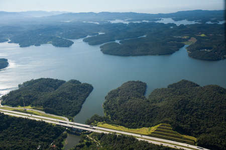 Aerial view of road and highwayの写真素材