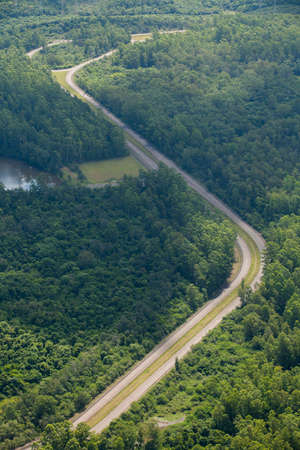 Aerial view of road and highwayの写真素材