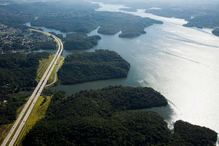 Aerial view of road and highwayの写真素材