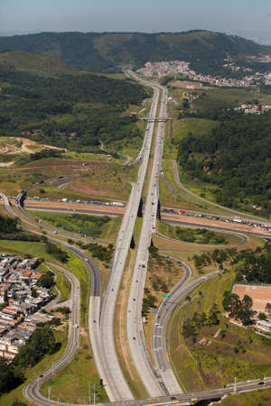 Aerial view of road and highway - bridgeの写真素材