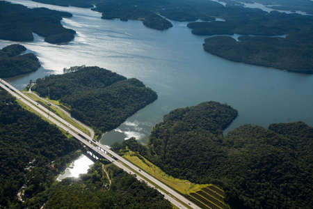 Aerial view of road and highwayの写真素材
