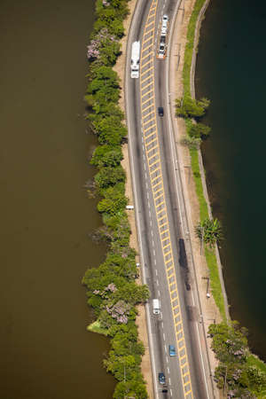 Aerial view of road and highwayの写真素材