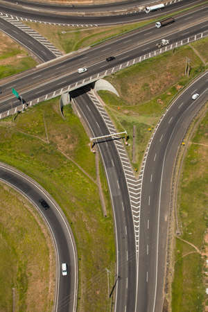 Aerial view of road and highway - bridgeの写真素材