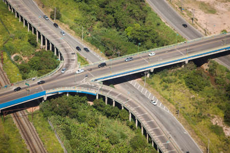 Aerial view of road and highway - bridge