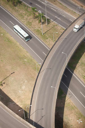 Aerial view of road and highway - bridgeの写真素材