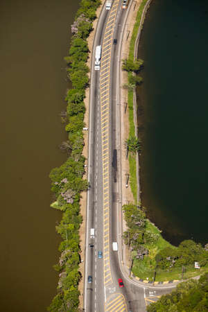 Aerial view of road and highwayの写真素材
