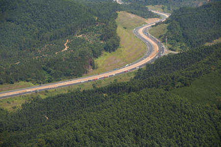 Aerial view of road and highwayの写真素材