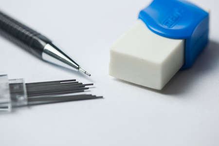 Black automatic pencil still detail and eraser - high quality photoの写真素材