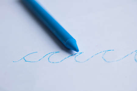 Blue plastic ballpoint pen . high quality photoの写真素材